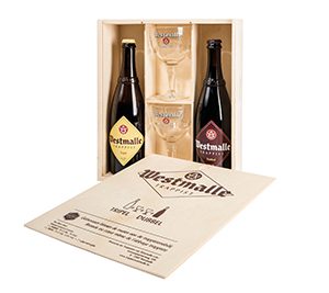 WESTMALLE KIST DUBBEL75cl + TRIPEL 75cl + 2 glazen