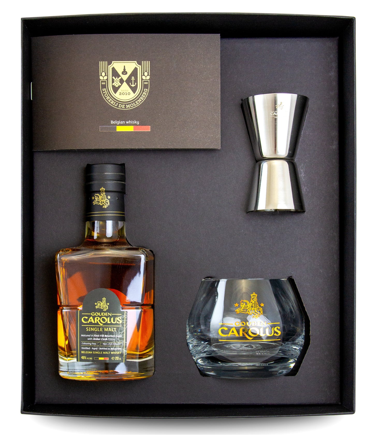 WH GOUDEN CAROLUS Single malt jigger box 1 single malt 20cl+1 jigger+1 glas+ brochure