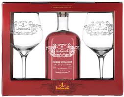 GIN Lindemans Prem Distilled Gin – GIFTPACK RED  46%  70cl 1 fles + 2 glazen