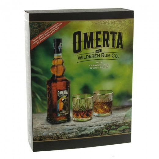 OMERTA RUM giftpack 35% 70cl + 2glazen